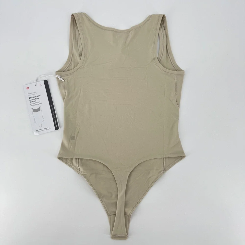 Lululemon Wundermost Square-Neck Sleeveless‎ Bodysuit Mojave Tan Nulu LW1ES1S XS